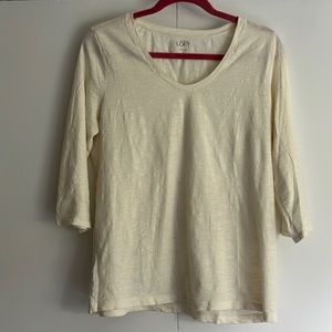 Loft 3/4 sleeve off-white top. Lightweight and comfy.